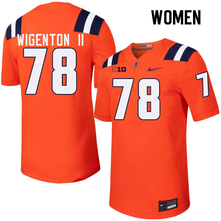 Women #78 Kevin Wigenton II Illinois Fighting Illini College Football Jerseys Stitched-Orange